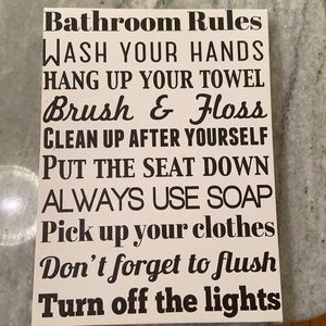 Canvas Bathroom Rules Sign